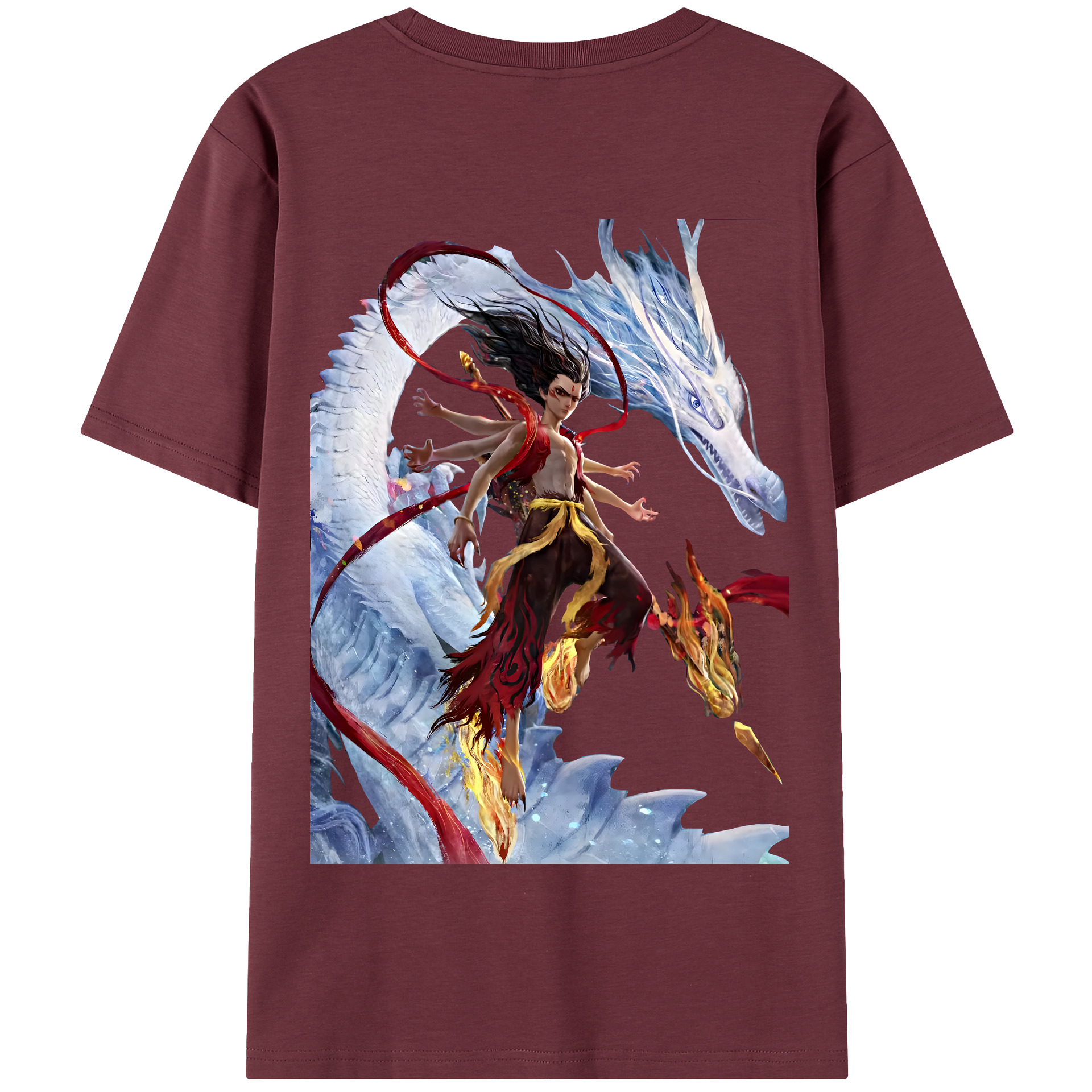 （画像用） Ne Zha 2 ナタ 魔童の大暴れ 綿100％半袖Tシャツ（背面プリント）
